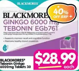 Your Discount Chemist Blackmores Tebonin Ginkgo 6000mg Tablets offer