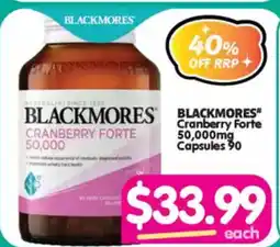 Your Discount Chemist Blackmores Cranberry Forte 50,000mg Capsules offer
