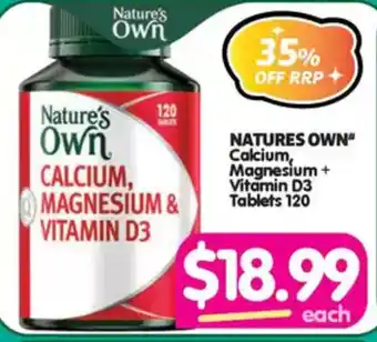 Your Discount Chemist Nature's Own Calcium Magnesium + Vitamin D3 Tablets offer