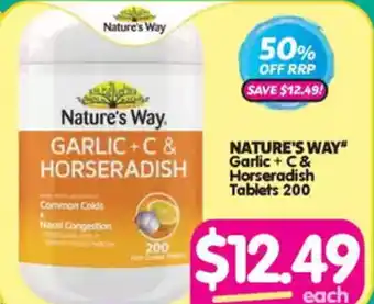 Your Discount Chemist Nature's Way Garlic + C & Horseradish Tablets offer