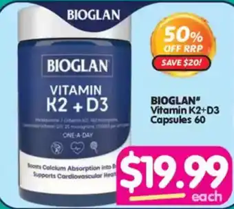 Your Discount Chemist Bioglan Vitamin K2+D3 Capsules offer