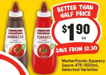 IGA MasterFood Squeezy Sauce offer