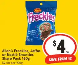 IGA Allen's Freckles, Jaffas or Nestlé Smarties Share Pack offer