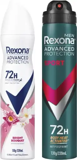 Coles Rexona Advanced 72Hr Antiperspirant Aerosol Deodorant 220mL offer