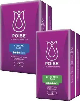 Coles Poise Pads for Bladder Leaks Regular 16 Pack or Extra Plus 10 Pack offer