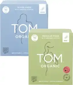 Coles Tom Organic Regular or Super Pads 10 Pack offer