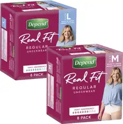 Coles Depend Real Fit Incontinence Underwear For Women Medium or Large 8 Pack offer