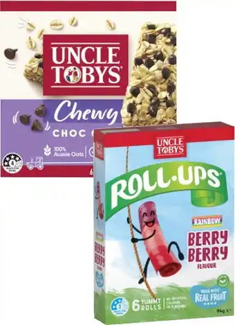 Coles Uncle Tobys Muesli Bars 145g-185g or Roll Ups 94g offer