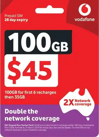 Coles Vodafone $45 Starter Pack offer