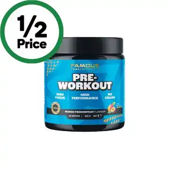 Woolworths Famous Nutrition Pre-Workout 225g offer