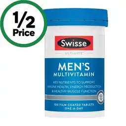 Woolworths Swisse Ultivite Men’s Multivitamin Tablets Pk 100 offer