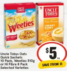 IGA Uncle Tobys Oats Quick Sachets offer