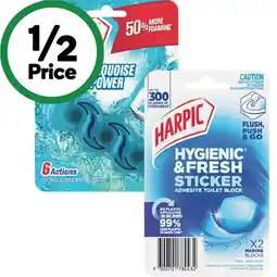 Woolworths Harpic Fresh Power Toilet Rim Block Pk 1 or Harpic Hygienic & Fresh Toilet Stickers Pk 2 offer