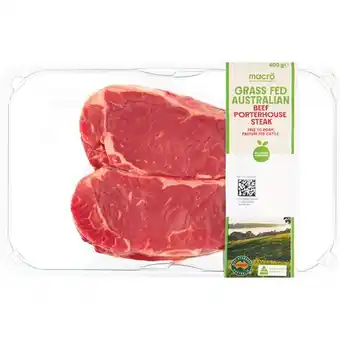 Woolworths Macro Australian Grass Fed Beef Porterhouse Steaks 400g offer