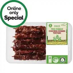 Woolworths Macro Free Range RSPCA Approved Chicken Kebabs 375g offer