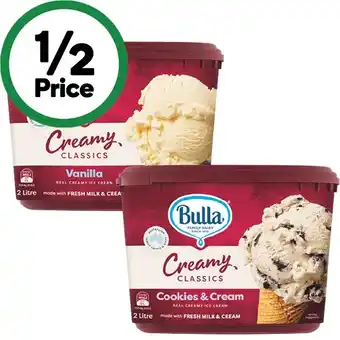 Woolworths Bulla Creamy Classics Varieties 2 Litre – From the Freezer offer