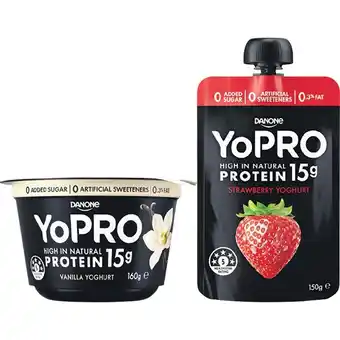 Woolworths YoPRO High Protein Yoghurt Pot or Pouch 150-160g – From the Fridge offer