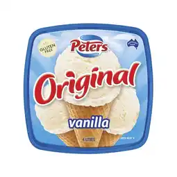 Woolworths Peters Original Ice Cream Tubs 4 Litre offer