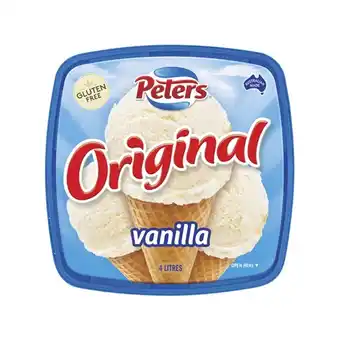 Woolworths Peters Original Ice Cream Tubs 4 Litre offer