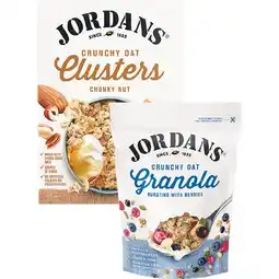 Woolworths Jordans Muesli, Clusters or Granola 500-750g, or Dorset Granola 450g offer