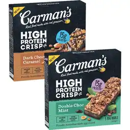 Woolworths Carman’s High Protein Crisp Bars 250g Pk 5 offer