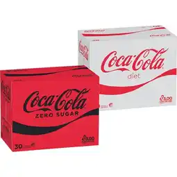 Woolworths Coca-Cola Classic, Diet or Zero Sugar Soft Drink Varieties 30 x 375ml offer