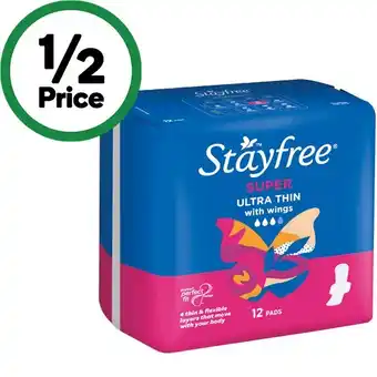 Woolworths Stayfree Pads Ultra Thin Pk 10-16 offer