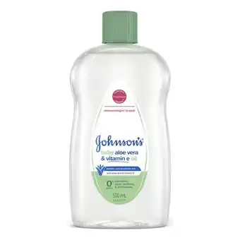 Woolworths Johnson’s Aloe Vera & Vitamin E Baby Oil 500ml offer