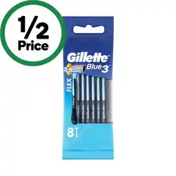 Woolworths Gillette Blue 3 Disposable Shaving Razors Pk 8 offer