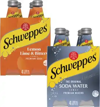 Coles Schweppes Mixers, Soft Drink or Mineral Water 4x300mL offer