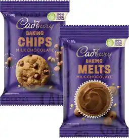 Coles Cadbury Baking Chocolate Blocks, Chips or Melts 180g-225g offer