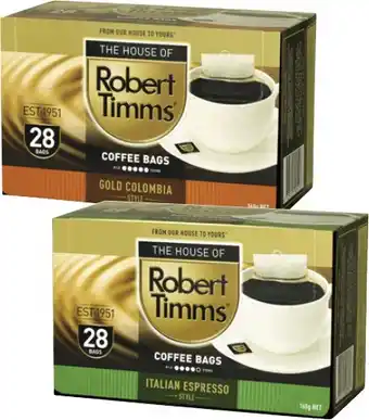 Coles Robert Timms Coffee Bags 24 Pack-28 Pack offer