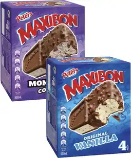 Coles Peters Maxibon 4 Pack 560mL offer