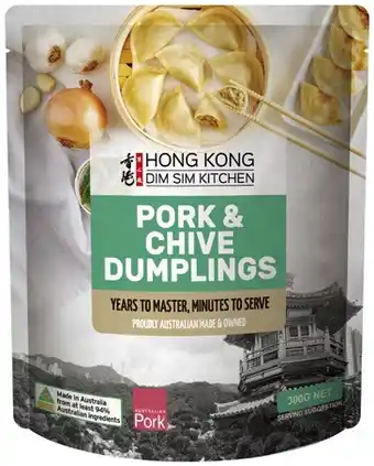 Coles Hong Kong Dim Sim Kitchen Pork & Chive Dumplings 300g offer