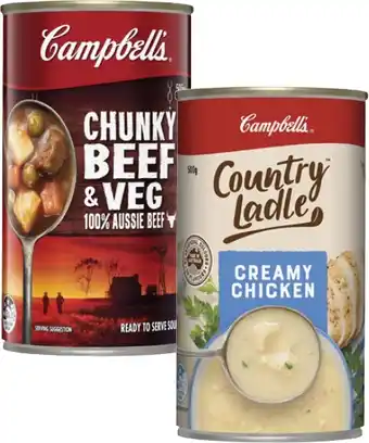 Coles Campbell's Country Ladle or Chunky Soup 495g-505g offer