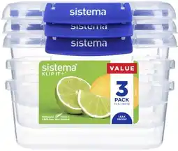 Coles Sistema Klip It Plus Containers 1 Litre 3 Pack offer