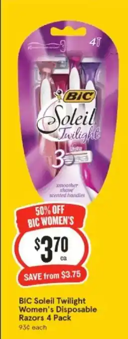 IGA Bic soleil twilight women's disposable razors offer