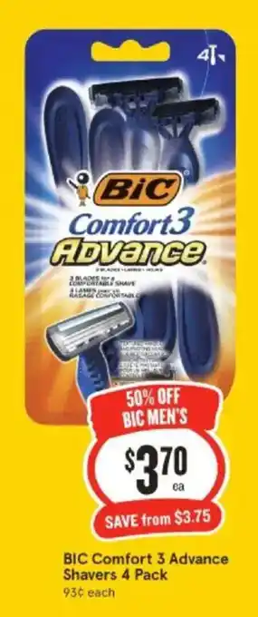 IGA Bic comfort 3 advance shavers offer