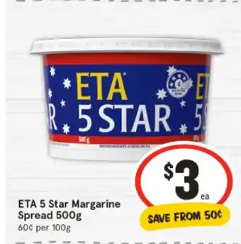 IGA Eta 5 star margarine spread offer