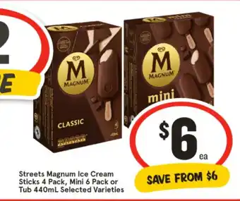 IGA Streets magnum ice cream sticks, mini or tub offer