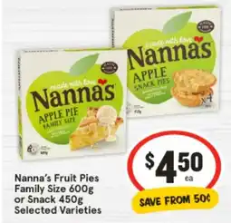 IGA Nanna's Fruit Pies Family Size  or Snack offer