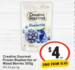 IGA Creative Gourmet Frozen Blueberries or Mixed Berries offer