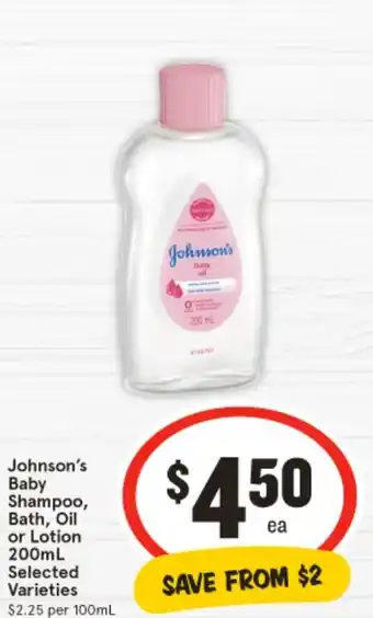 IGA Johnson's Baby Shampoo, Bath, Oil or Lotion offer