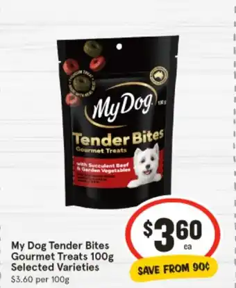 IGA My Dog Tender Bites Gourmet Treats offer