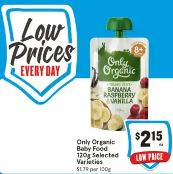 IGA Only organic baby food offer