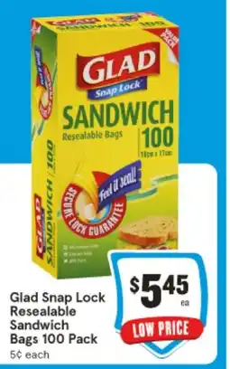 IGA Glad Snap Lock Resealable Sandwich Bags offer