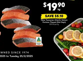 Drakes Value Tasmanian Atlantic Salmon Portions Thawed offer