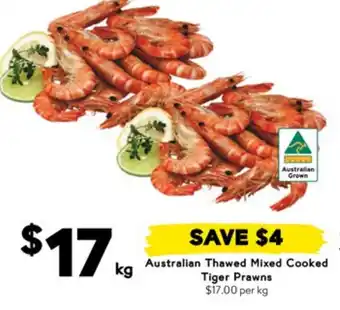 Drakes Australian thawed mixed cooked tiger prawns offer