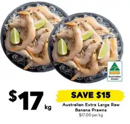 Drakes Australian extra large raw banana prawns offer