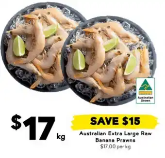 Drakes Australian extra large raw banana prawns offer